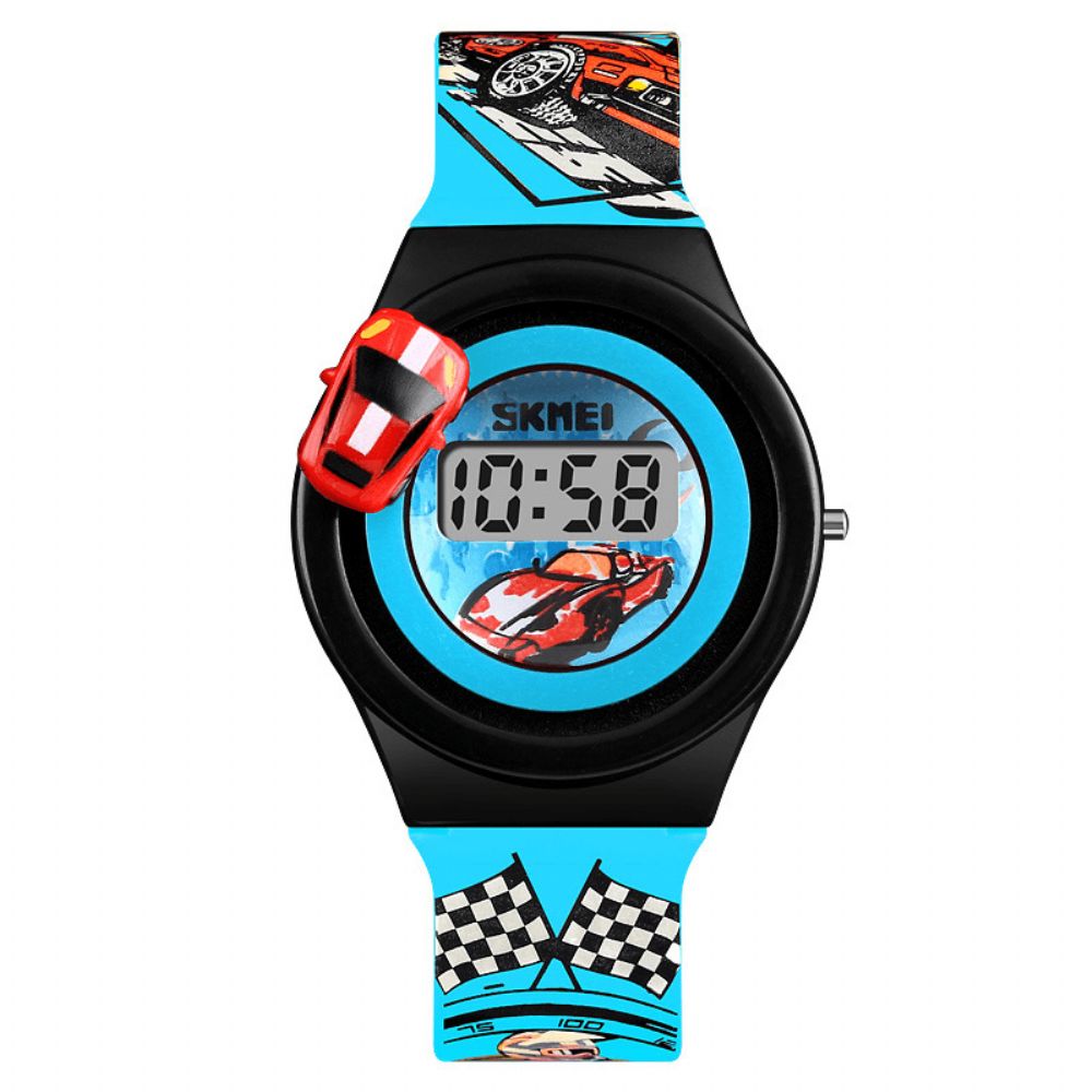 Skmei 1376 Creatieve Cartoon Kinderen Horloge Met Roterende Auto Decoratie Sport Kids Digitale Horloges