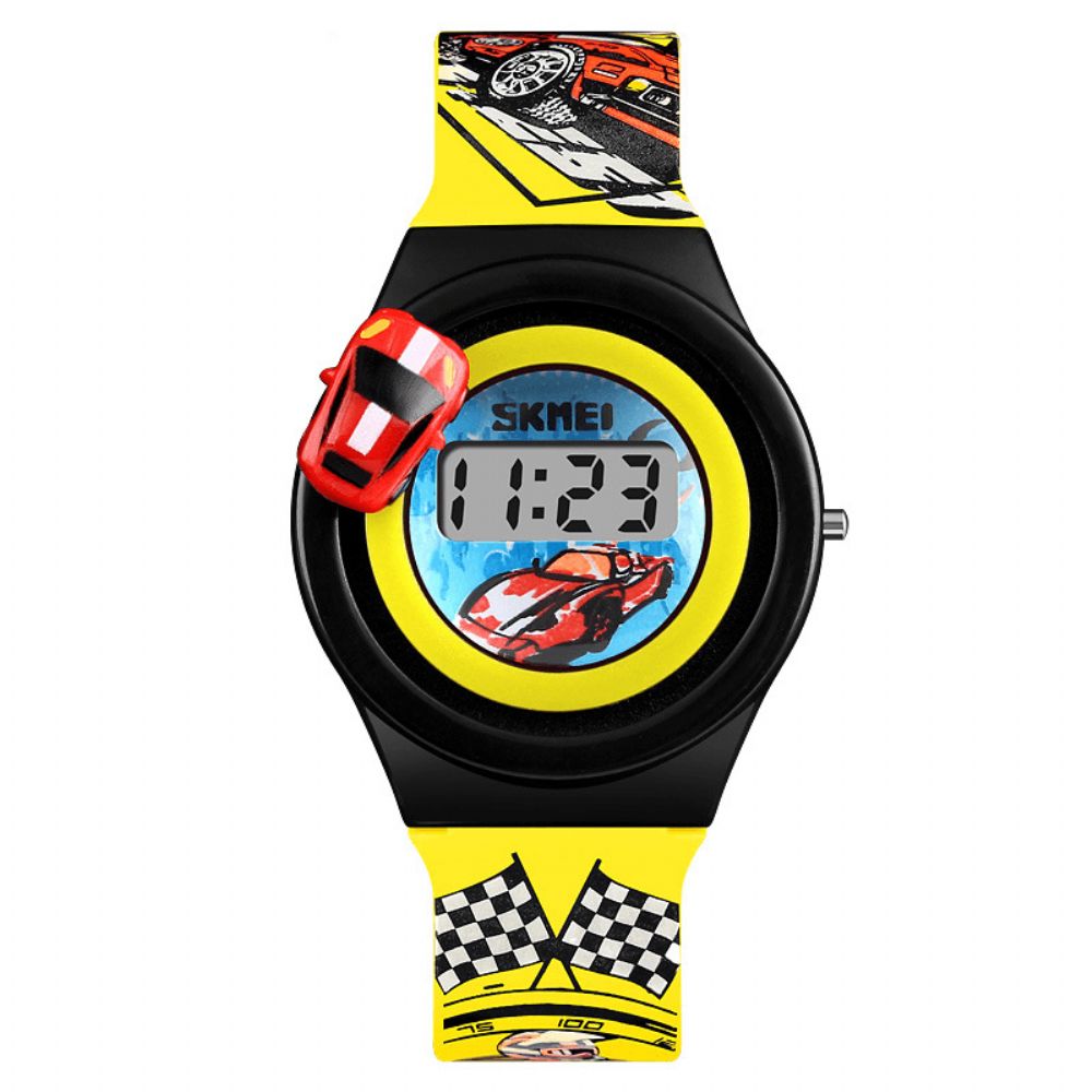 Skmei 1376 Creatieve Cartoon Kinderen Horloge Met Roterende Auto Decoratie Sport Kids Digitale Horloges