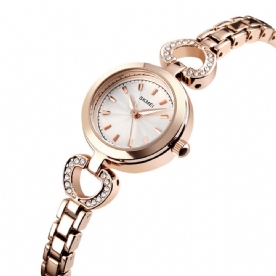 Skmei 1408 Luxe Kristal Roestvrij Staal Elegante Mode Dames Polshorloge Quartz Horloge