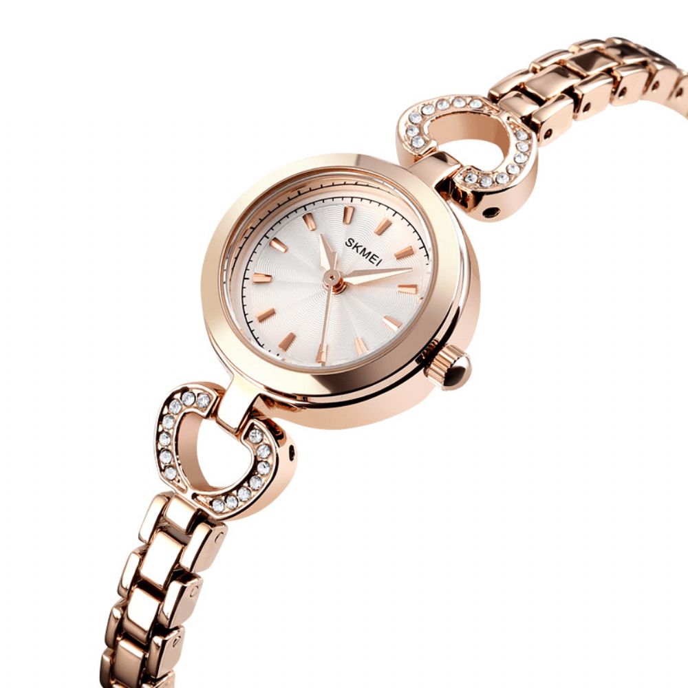 Skmei 1408 Luxe Kristal Roestvrij Staal Elegante Mode Dames Polshorloge Quartz Horloge