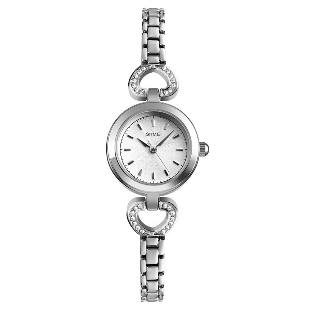 Skmei 1408 Luxe Kristal Roestvrij Staal Elegante Mode Dames Polshorloge Quartz Horloge