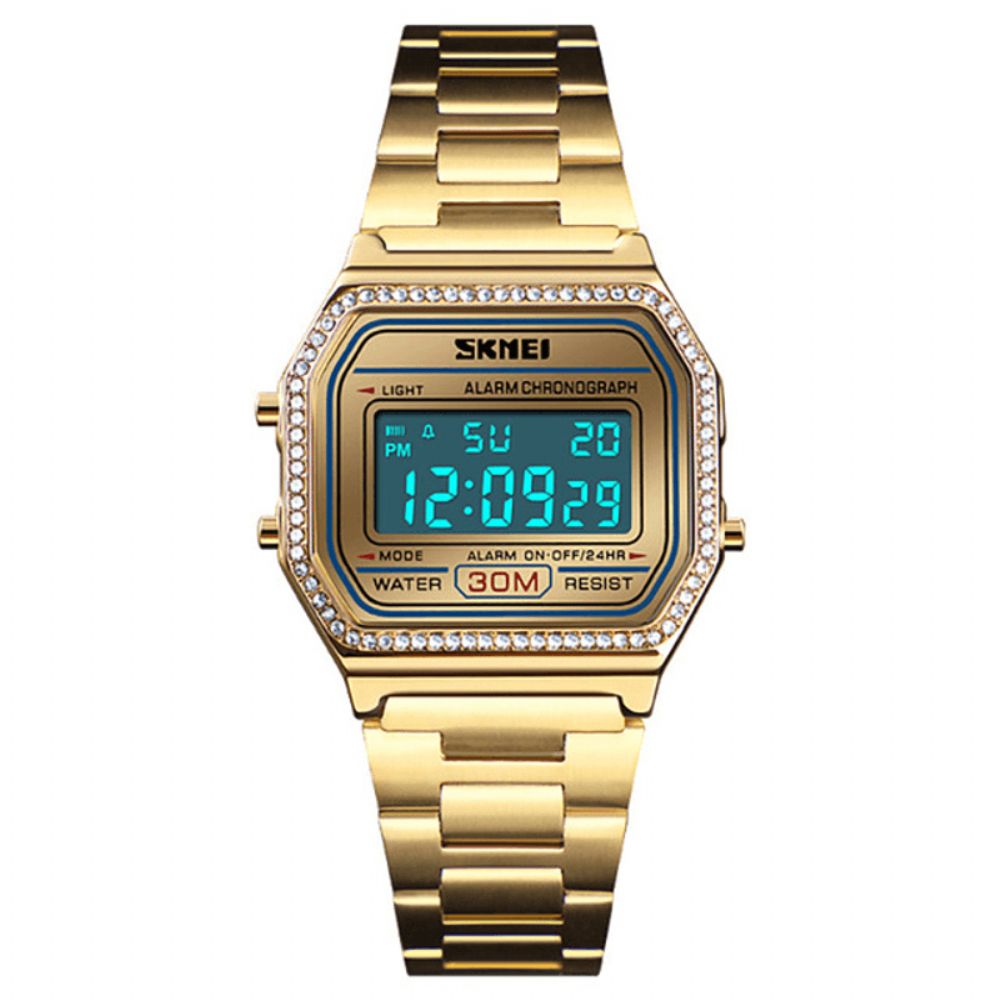 Skmei 1474 Casual Dameshorloge 3Atm Waterdicht El Light Week Display Mode Digitaal Horloge