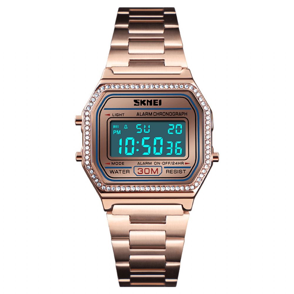 Skmei 1474 Casual Dameshorloge 3Atm Waterdicht El Light Week Display Mode Digitaal Horloge