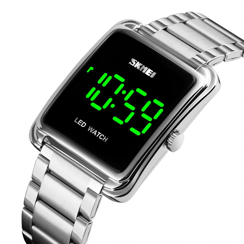 Skmei 1505 Casual Lichtgevende Datumweergave Waterdichte Led Roestvrijstalen Band Mode Dames Digitaal Horloge