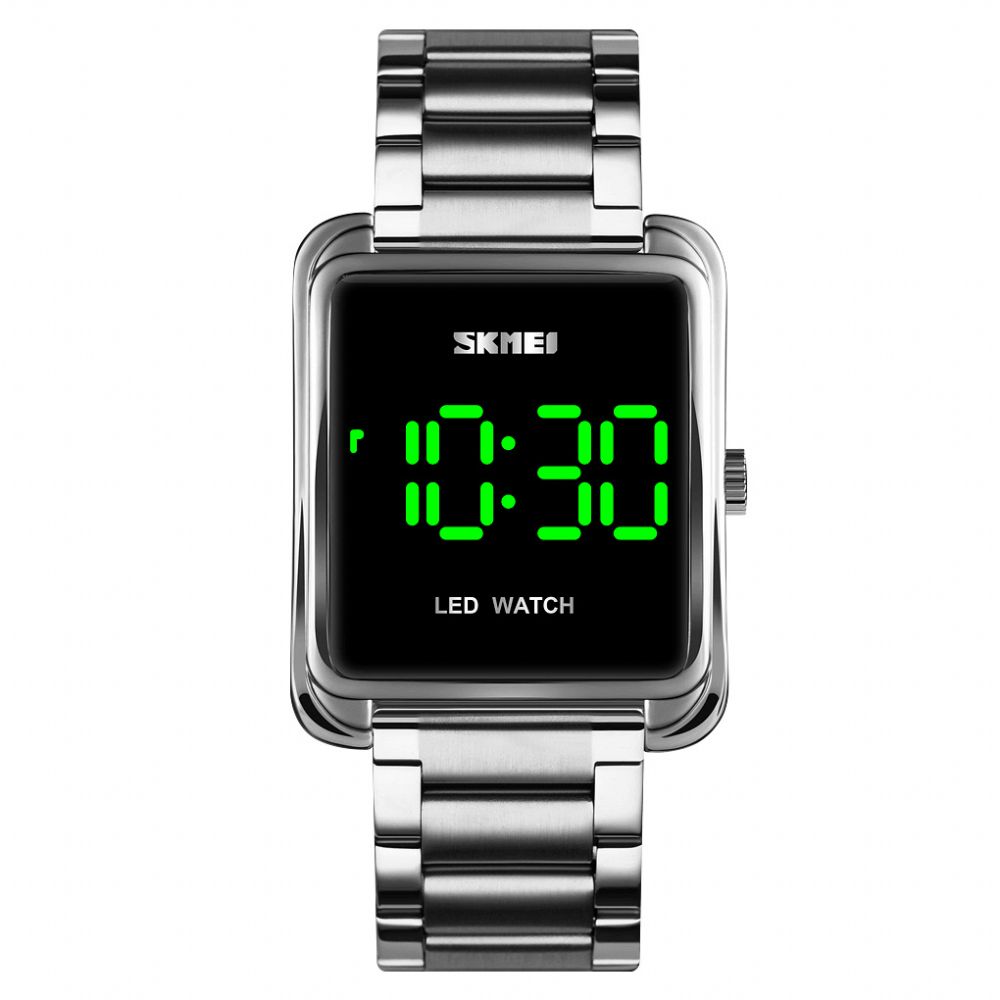 Skmei 1505 Casual Lichtgevende Datumweergave Waterdichte Led Roestvrijstalen Band Mode Dames Digitaal Horloge