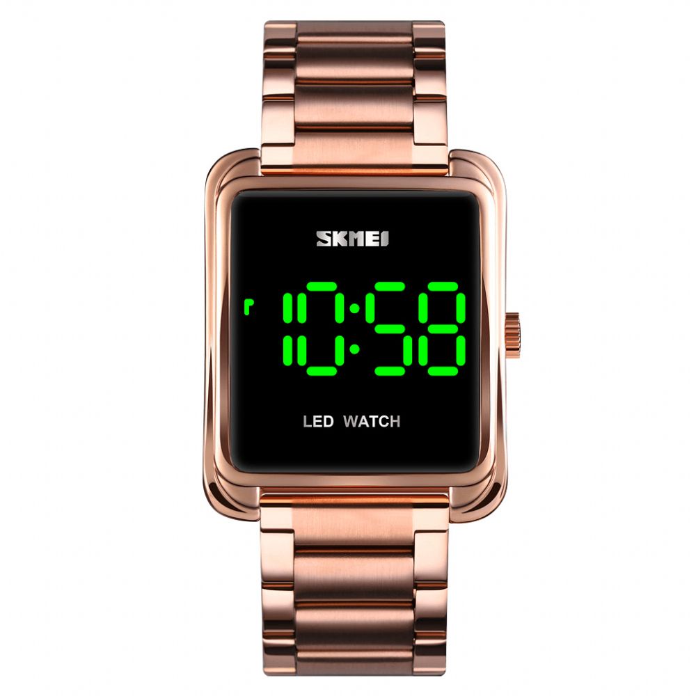 Skmei 1505 Casual Lichtgevende Datumweergave Waterdichte Led Roestvrijstalen Band Mode Dames Digitaal Horloge