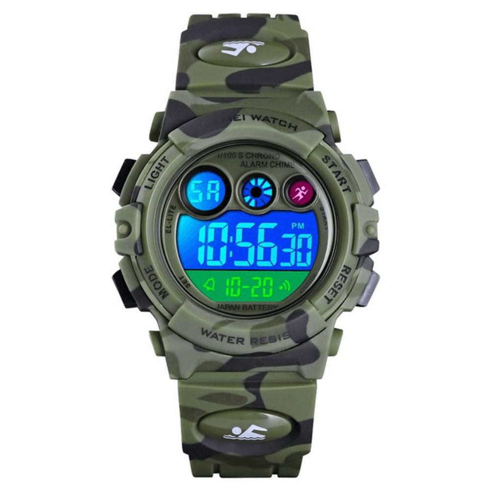 Skmei 1547 Energetic Dial Design Led + El Lights 5Atm Sport Kinderhorloge Digitaal Horloge