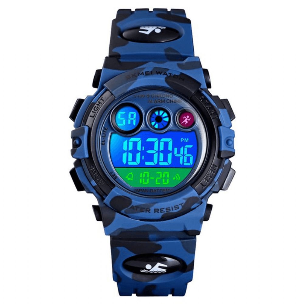 Skmei 1547 Energetic Dial Design Led + El Lights 5Atm Sport Kinderhorloge Digitaal Horloge