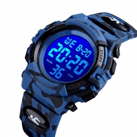 Skmei 1548 Militaire Camouflage Kinderen Polsband 12 24 Uur Modus El Lichtgevende Display Stopwatch Alarm 5Atm Waterdicht Kids Digitale Horloge