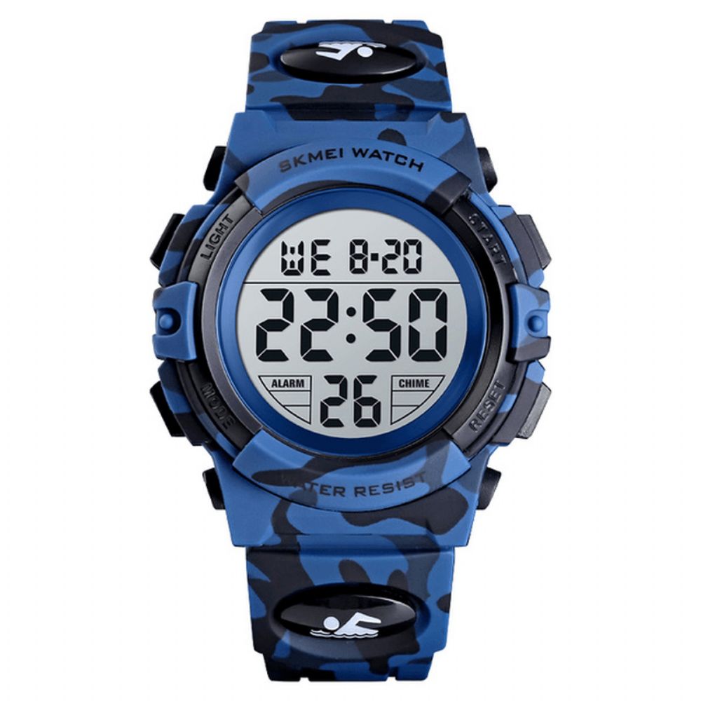 Skmei 1548 Militaire Camouflage Kinderen Polsband 12 24 Uur Modus El Lichtgevende Display Stopwatch Alarm 5Atm Waterdicht Kids Digitale Horloge