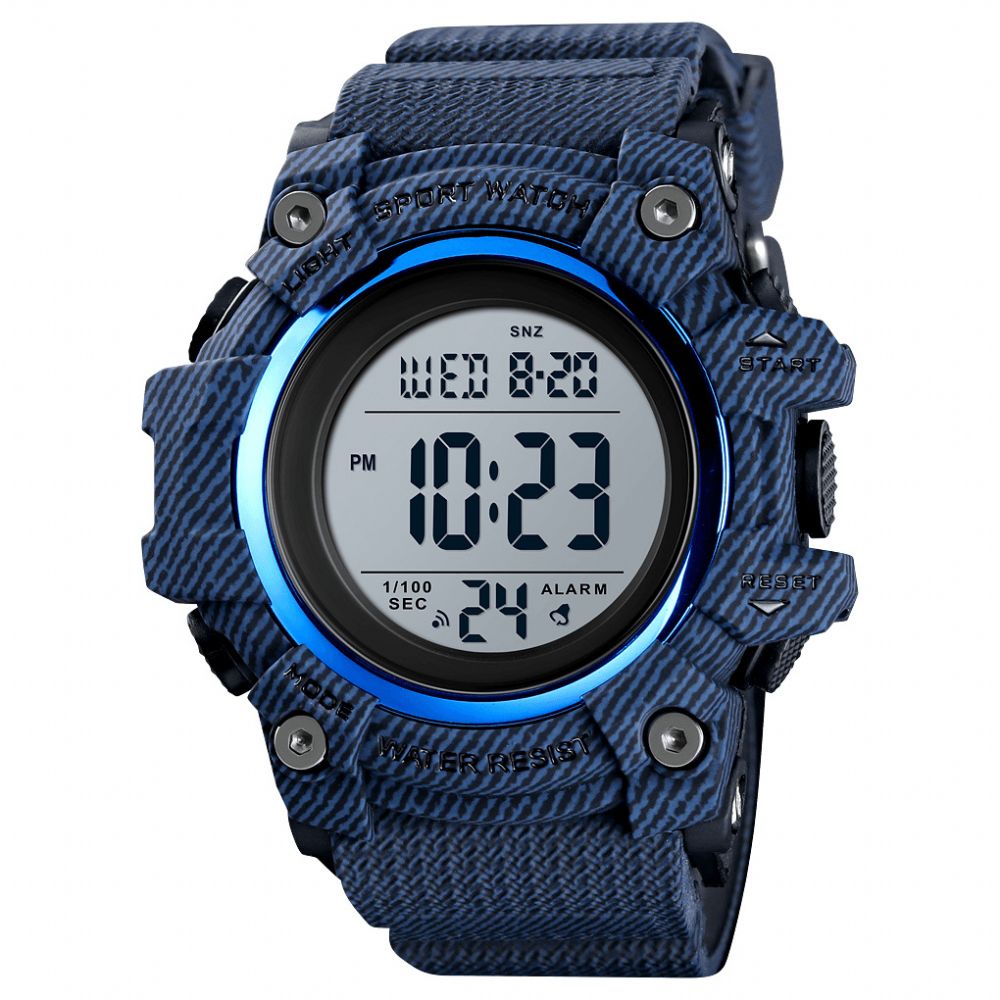 Skmei 1552 Sport Herenhorloge Waterdicht Lichtgevende Datum Weekweergave Stopwatch Countdown Outdoor Digitaal Horloge