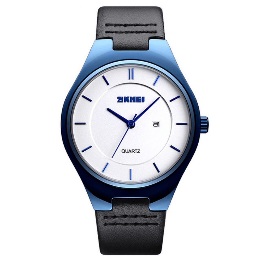 Skmei 1575 Ultradunne Casual Stijl Heren Polshorloge Datumweergave Waterdicht Quartz Horloge