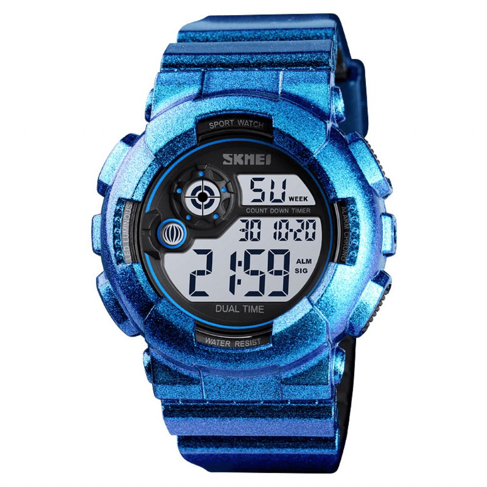 Skmei 1583 Sport Herenhorloge 5Atm Waterdicht Datum Weekweergave 12 24 Uur Led Digitaal Horloge