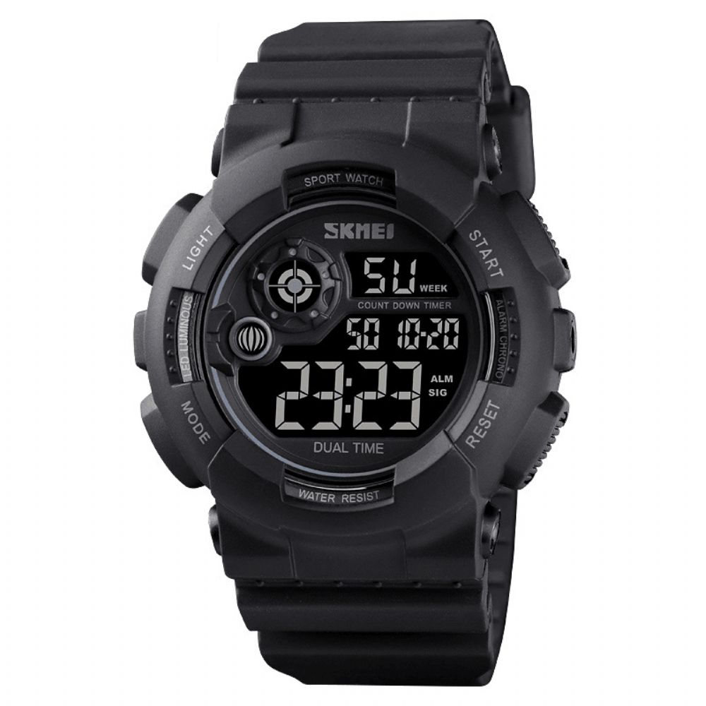 Skmei 1583 Sport Herenhorloge 5Atm Waterdicht Datum Weekweergave 12 24 Uur Led Digitaal Horloge