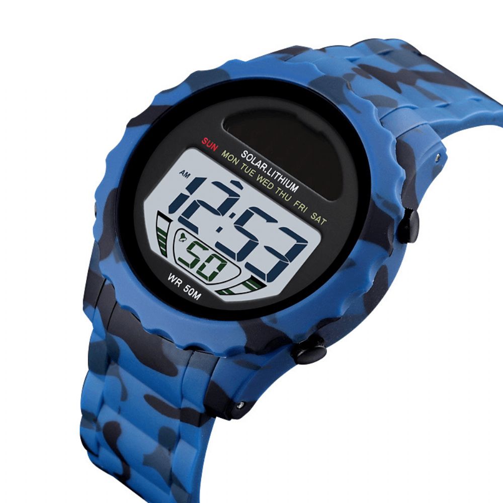 Skmei 1585 Waterdicht Led Digitaal Horloge Chronograaf Alarm Camouflage Heren Buitenhorloge