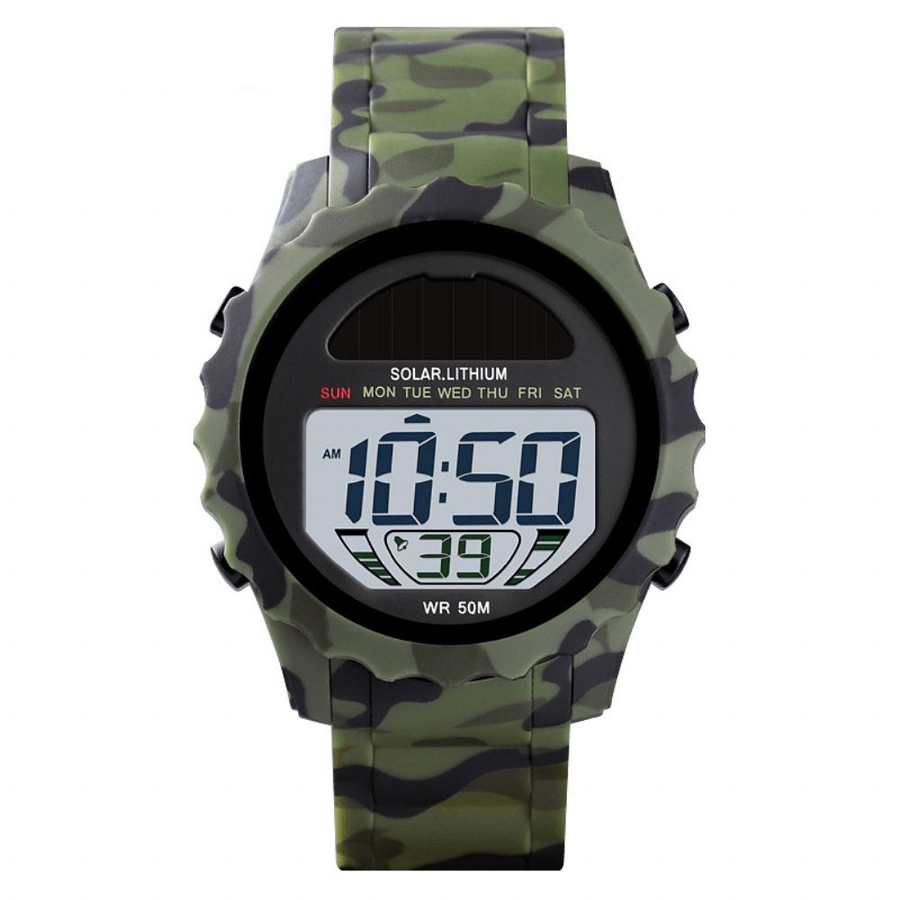 Skmei 1585 Waterdicht Led Digitaal Horloge Chronograaf Alarm Camouflage Heren Buitenhorloge