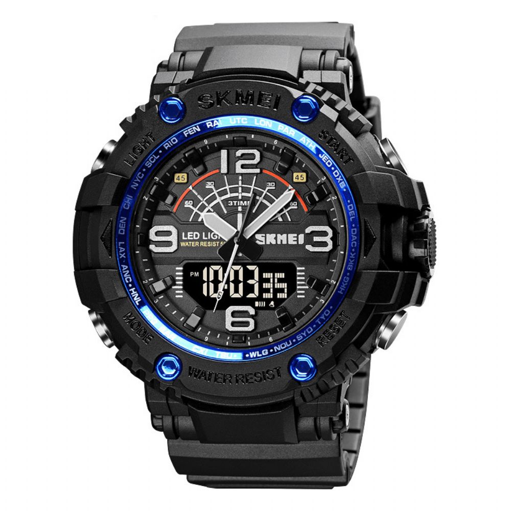 Skmei 1617 Led Light Sport Heren Digitaal Horloge 5Atm Waterdicht Stopwatch Camouflage Dual Display Horloge