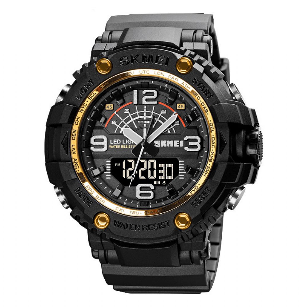 Skmei 1617 Led Light Sport Heren Digitaal Horloge 5Atm Waterdicht Stopwatch Camouflage Dual Display Horloge