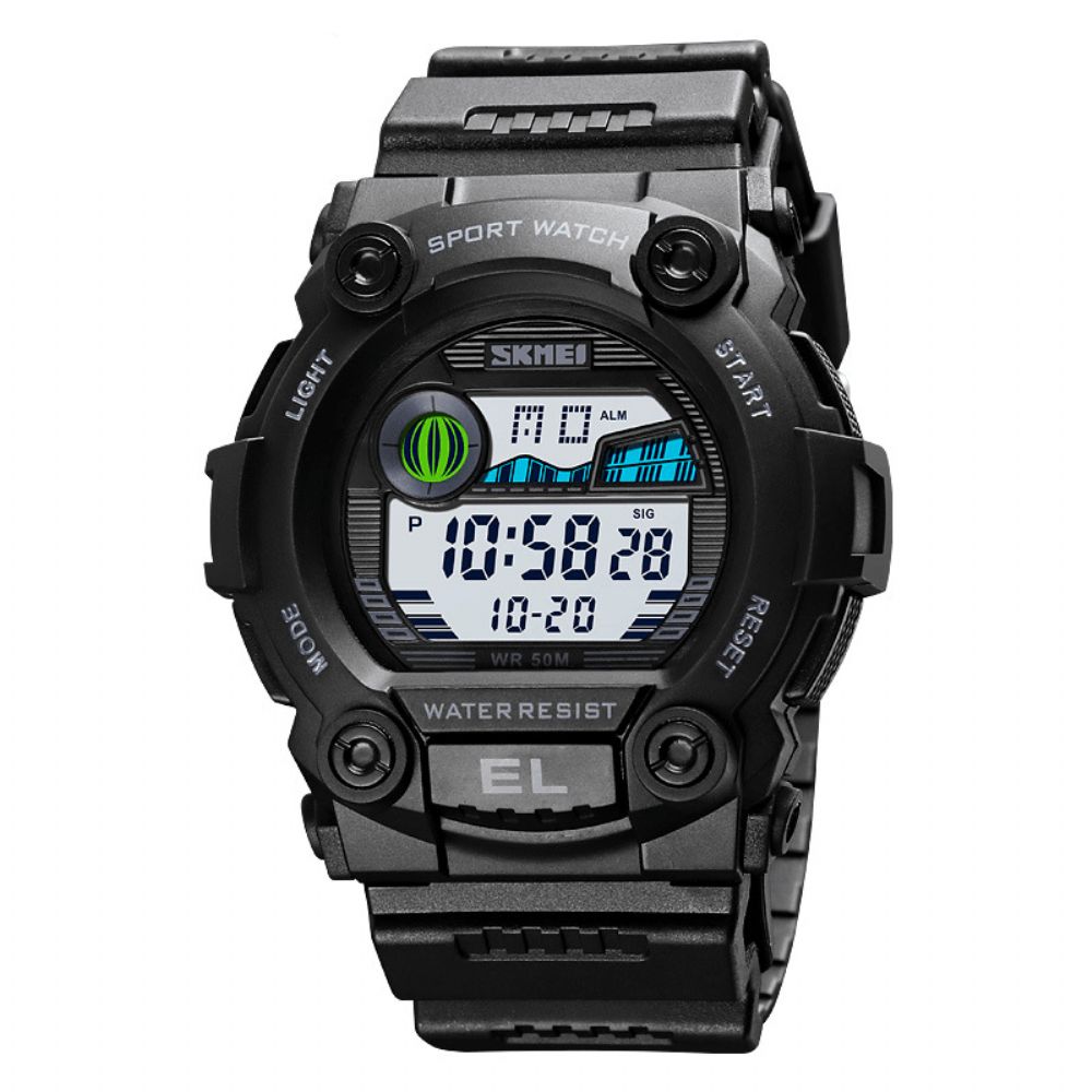 Skmei 1633 Chronograaf Sport Heren Polshorloge Lichtgevend Display Waterdicht Led Digitaal Horloge