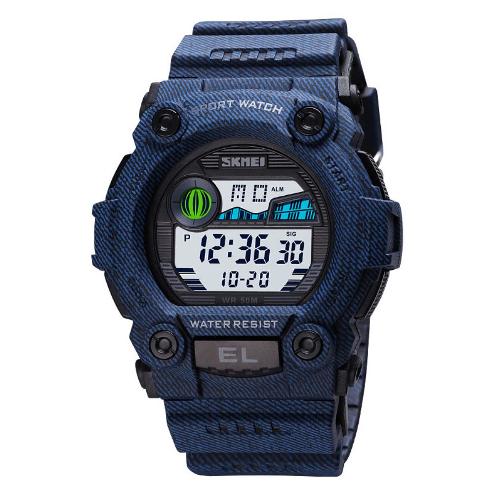 Skmei 1633 Chronograaf Sport Heren Polshorloge Lichtgevend Display Waterdicht Led Digitaal Horloge