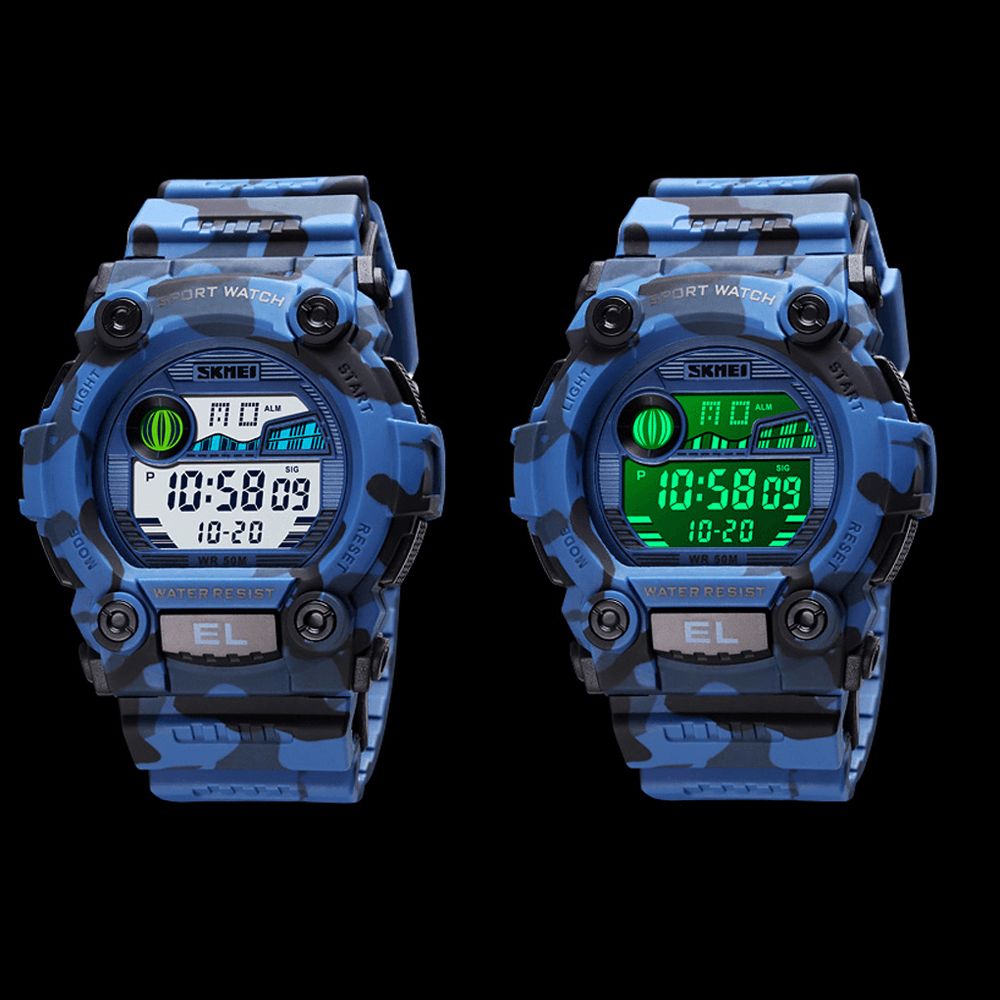 Skmei 1633 Chronograaf Sport Heren Polshorloge Lichtgevend Display Waterdicht Led Digitaal Horloge