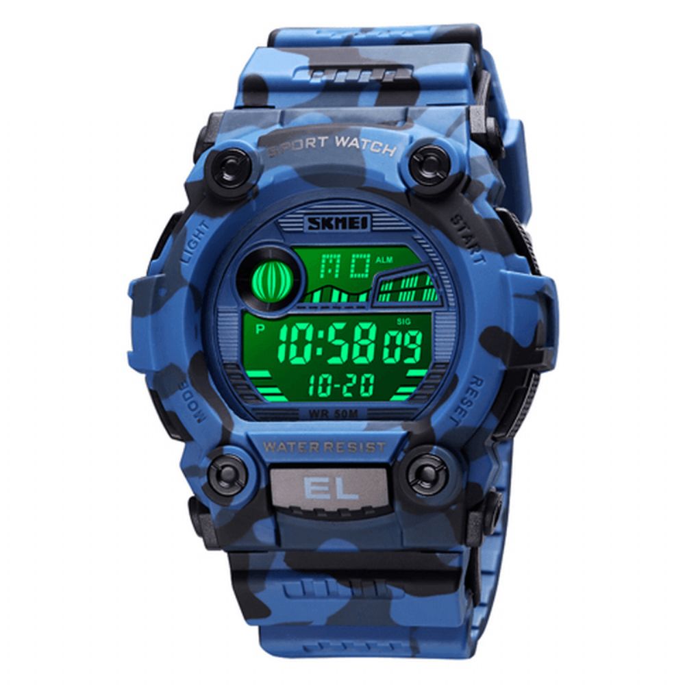 Skmei 1633 Chronograaf Sport Heren Polshorloge Lichtgevend Display Waterdicht Led Digitaal Horloge