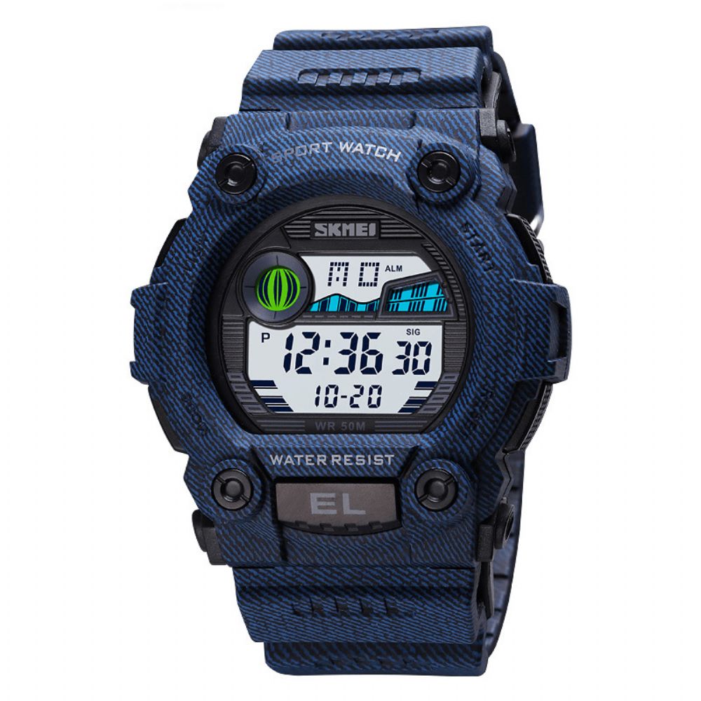 Skmei 1633 Sport Herenhorloge Lichtgevende Datum Weekweergave Stopwatch 5Atm Waterdicht Digitaal Buitenhorloge