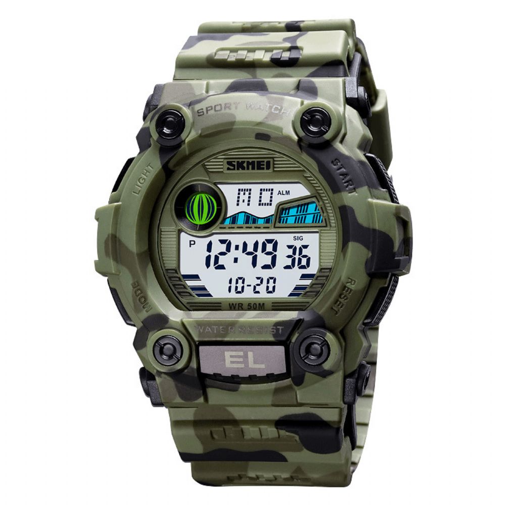 Skmei 1633 Sport Herenhorloge Lichtgevende Datum Weekweergave Stopwatch 5Atm Waterdicht Digitaal Buitenhorloge