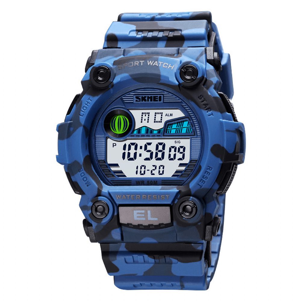 Skmei 1633 Sport Herenhorloge Lichtgevende Datum Weekweergave Stopwatch 5Atm Waterdicht Digitaal Buitenhorloge