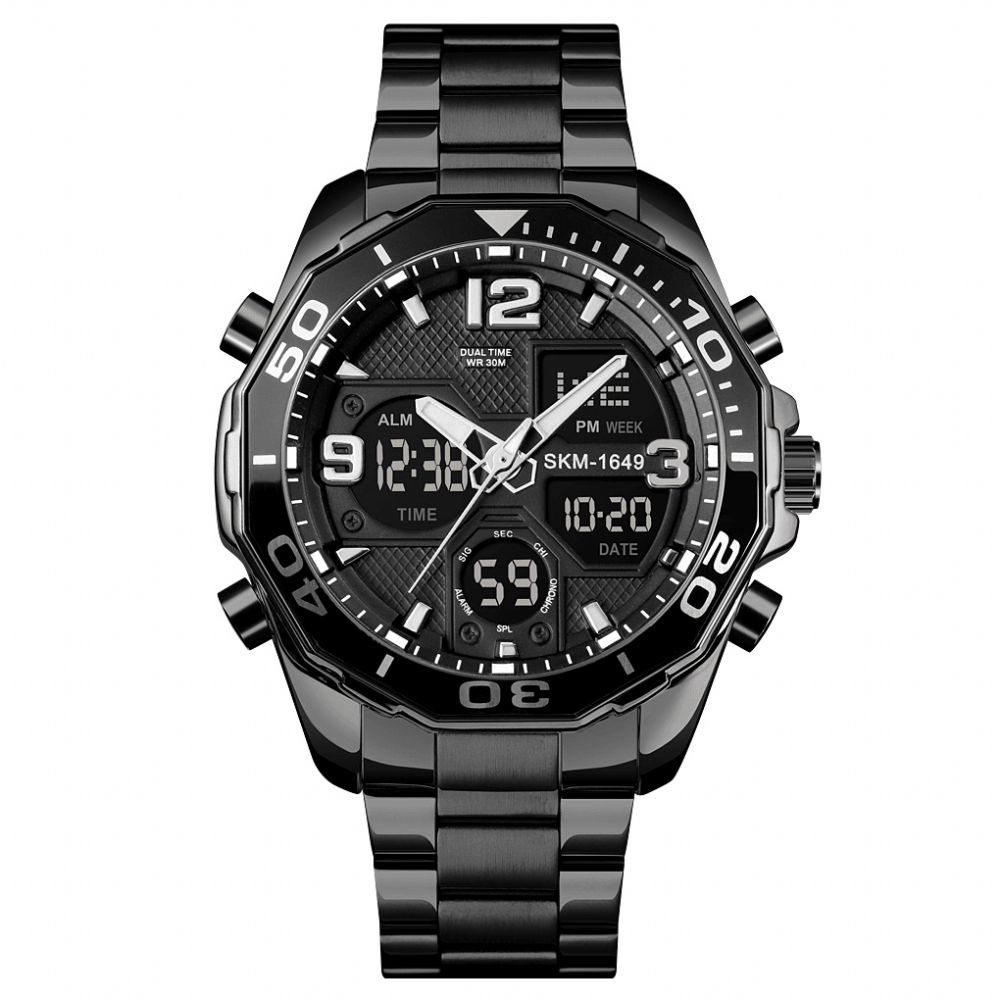 Skmei 1649 Heren Business Style Sport Full Metal Luminous Dual Display Digitaal horloge