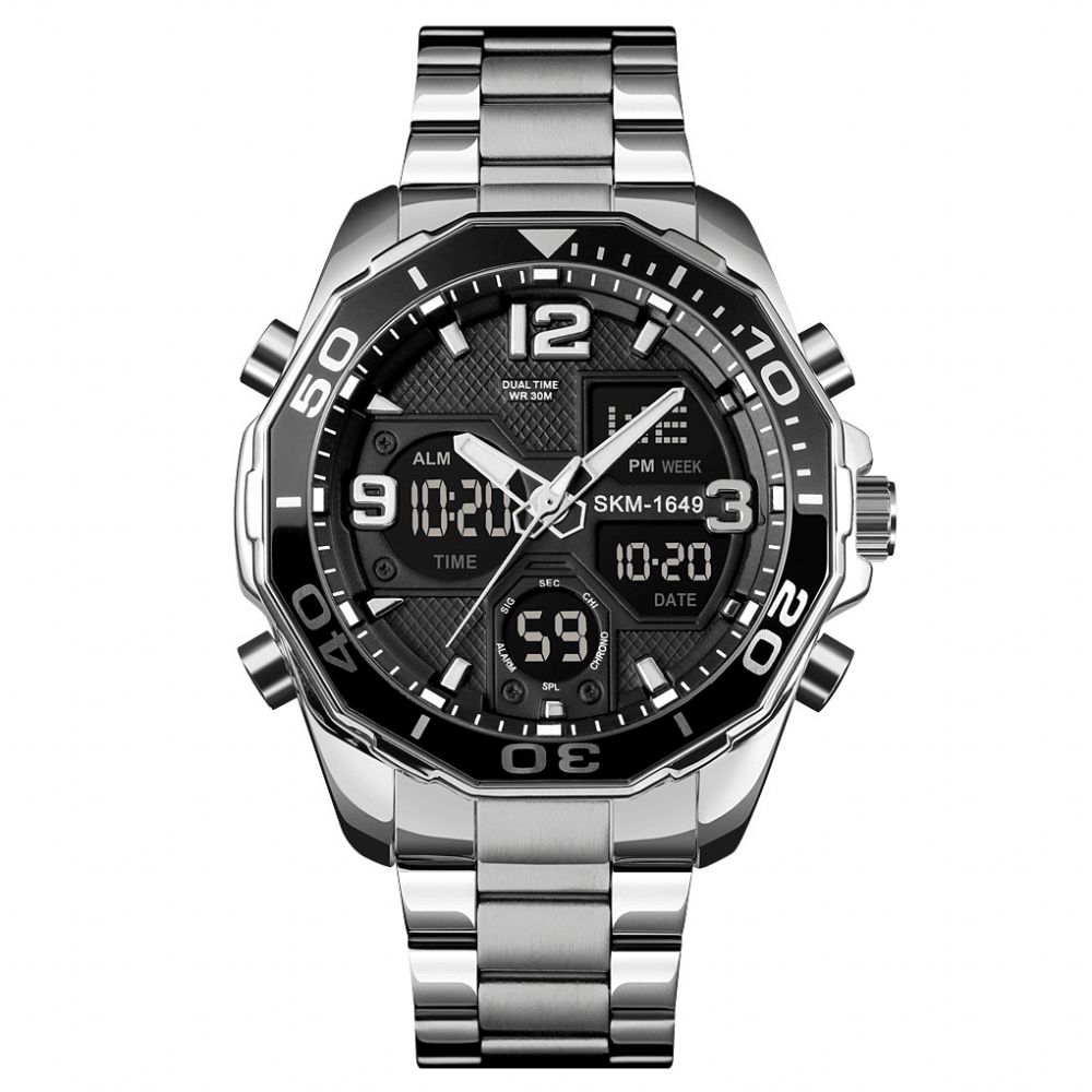 Skmei 1649 Heren Business Style Sport Full Metal Luminous Dual Display Digitaal horloge