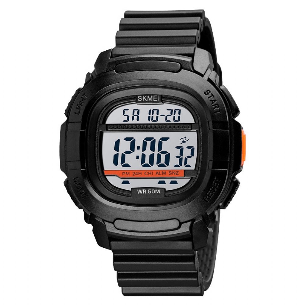 Skmei 1657 Sport Herenhorloge Datum Weekweergave 5Atm Waterdicht Stopwatch Countdown Led Licht Outdoor Digitaal Horloge