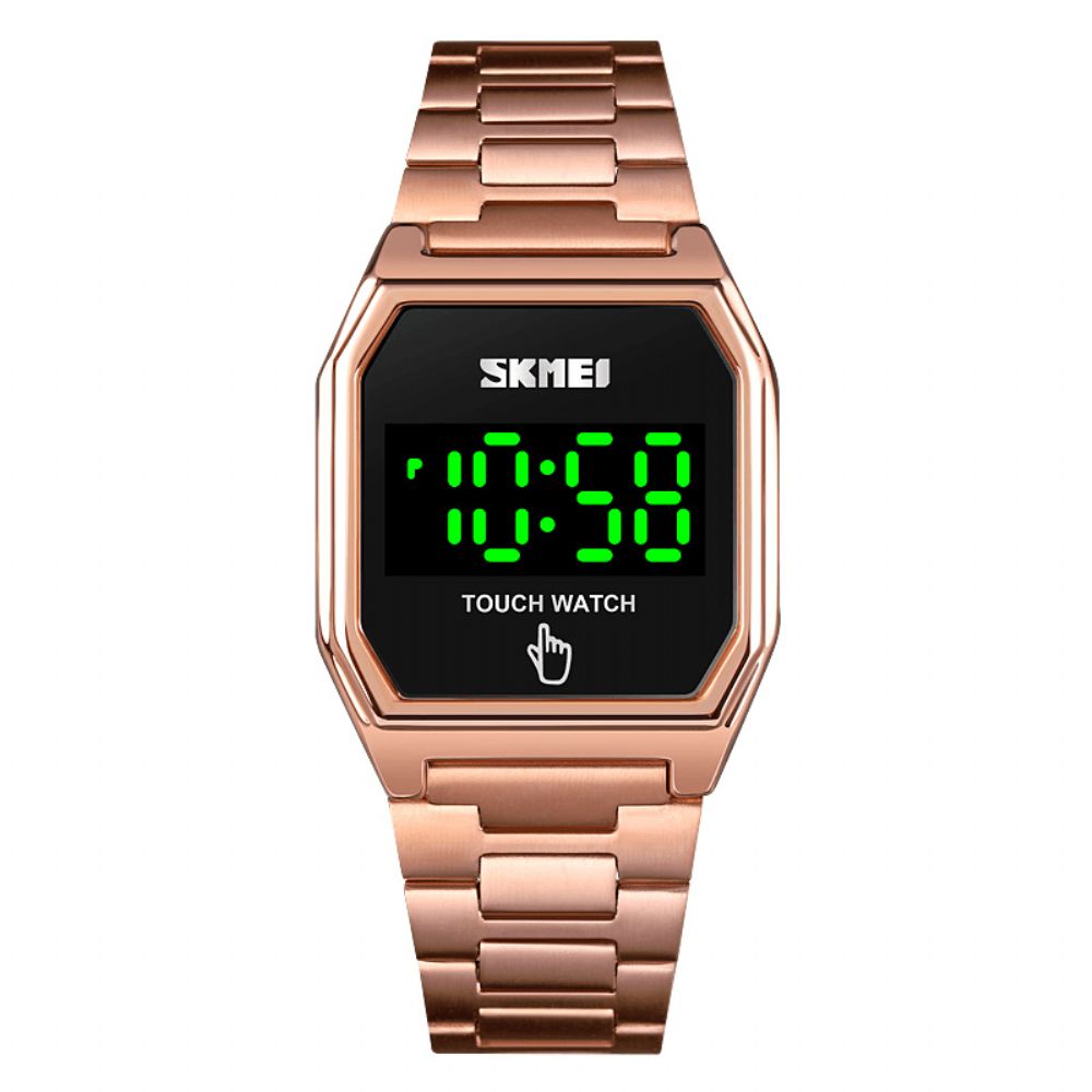 Skmei 1679 Mode Led-Display Lichtgevend Smart Touch 30M Waterdicht Roestvrij Stalen Band Digitaal Horloge