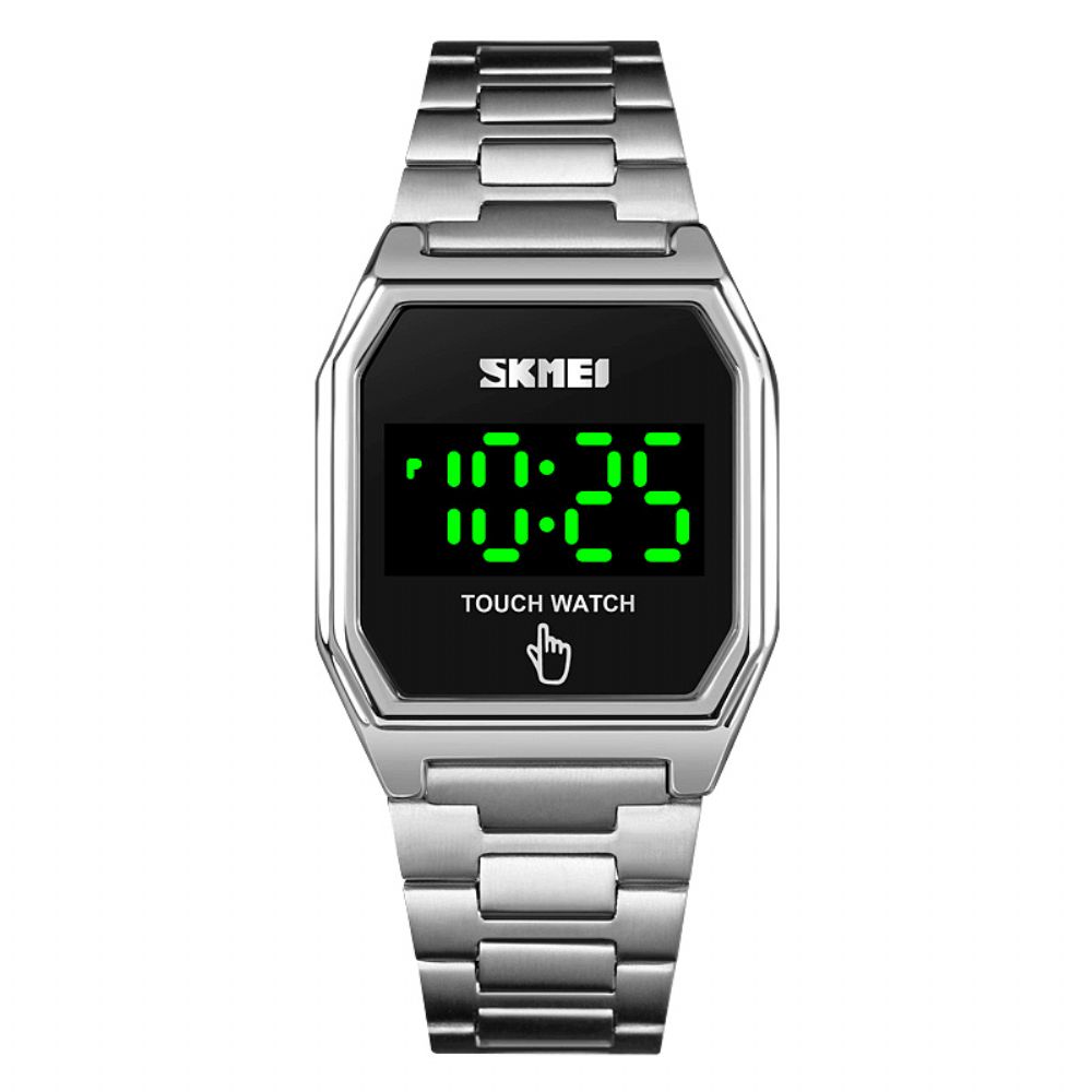 Skmei 1679 Mode Led-Display Lichtgevend Smart Touch 30M Waterdicht Roestvrij Stalen Band Digitaal Horloge