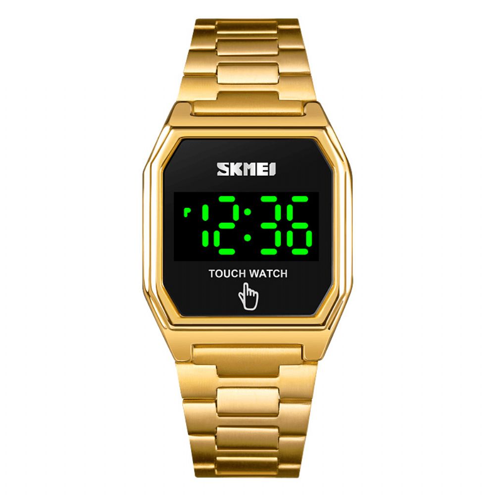 Skmei 1679 Mode Led-Display Lichtgevend Smart Touch 30M Waterdicht Roestvrij Stalen Band Digitaal Horloge