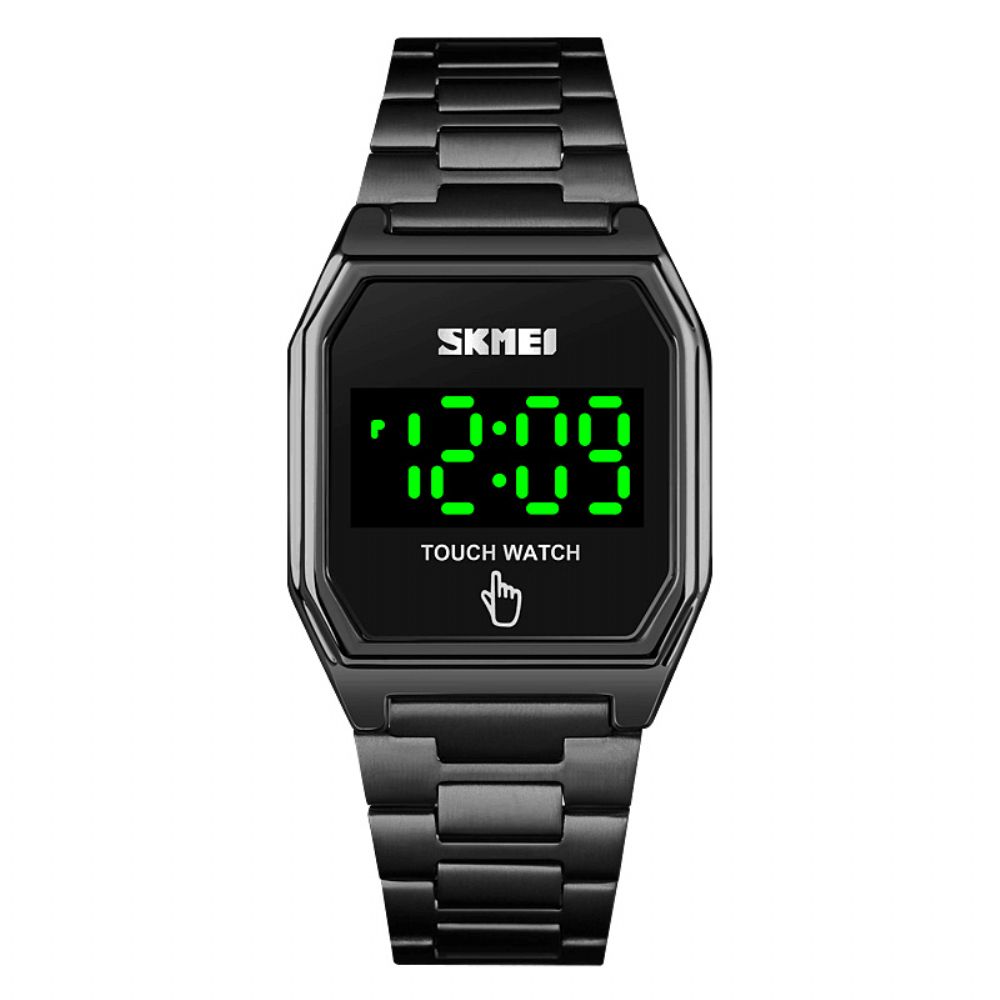 Skmei 1679 Mode Led-Display Lichtgevend Smart Touch 30M Waterdicht Roestvrij Stalen Band Digitaal Horloge