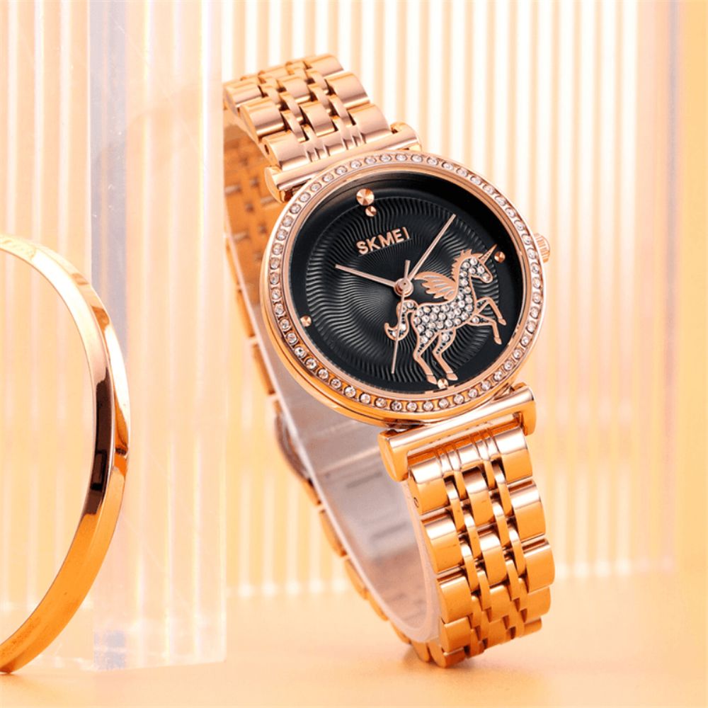 Skmei 1686 Elegante Dameshorloge Mode Casual Stalen Band Waterdicht Vrouwelijk Quartz Horloge