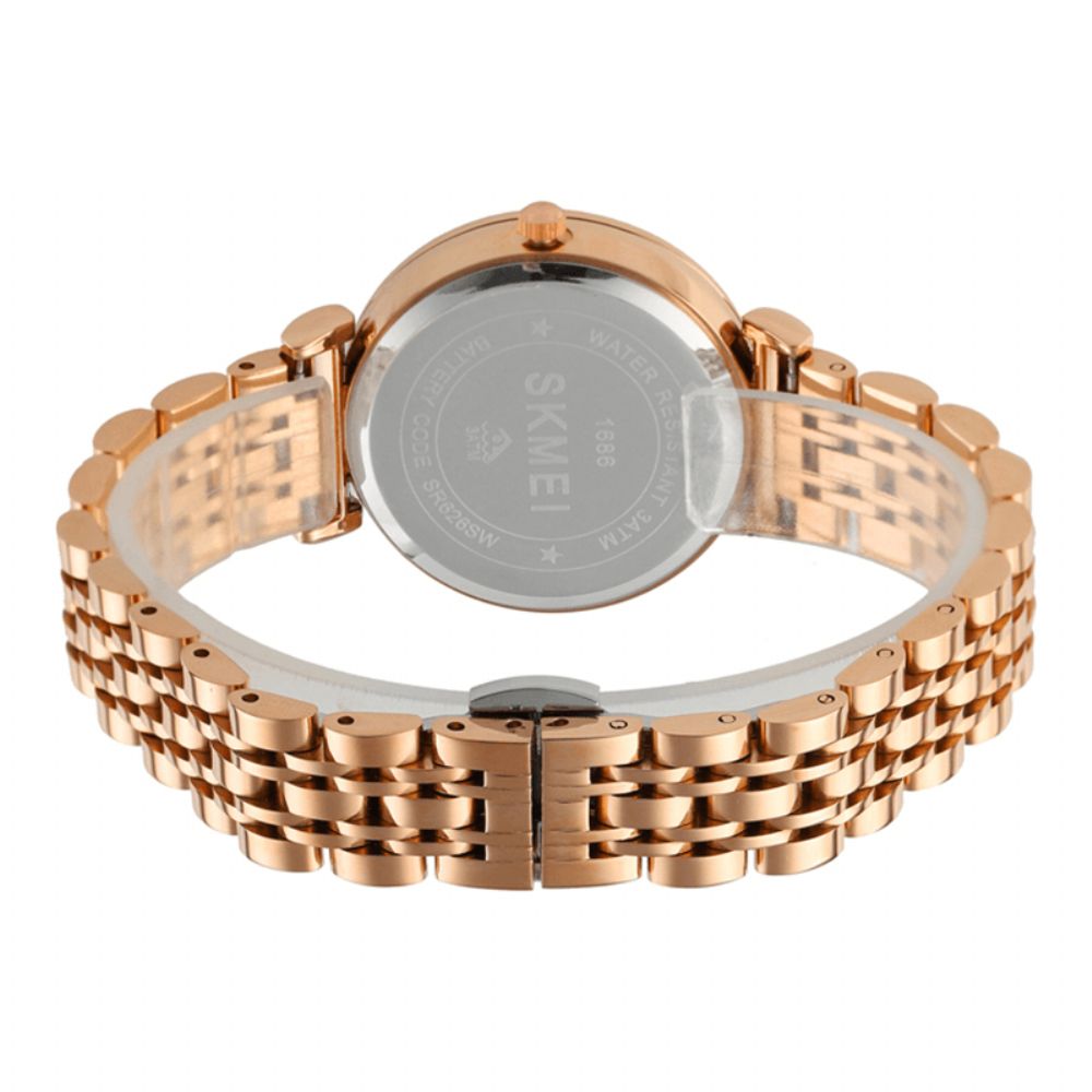 Skmei 1686 Elegante Dameshorloge Mode Casual Stalen Band Waterdicht Vrouwelijk Quartz Horloge