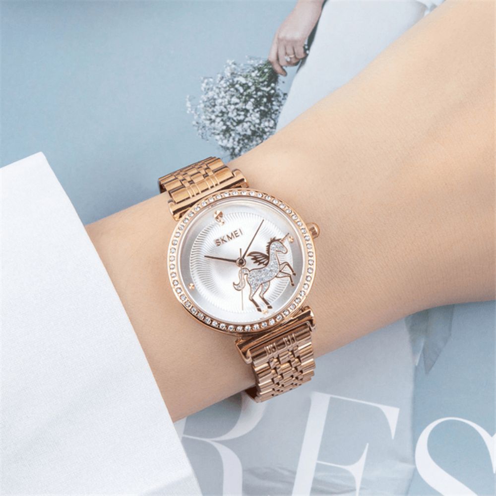 Skmei 1686 Elegante Dameshorloge Mode Casual Stalen Band Waterdicht Vrouwelijk Quartz Horloge