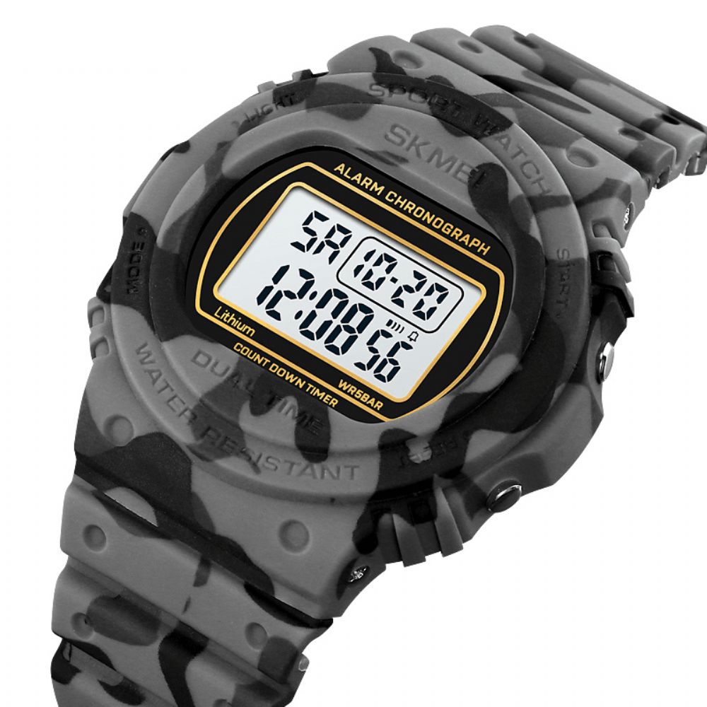 Skmei 1776 Casual Mode Dual Time 12 24 Uur Klok Led Backlight Schokbestendig Pu Case 5Atm Waterdicht Digitaal Horloge