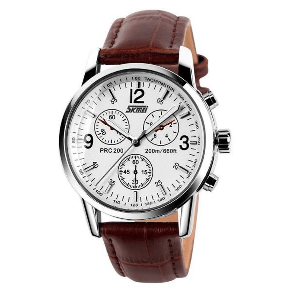 Skmei 9070 Mode Heren Quartz Horloge Casual Stalen Zakelijk Polshorloge