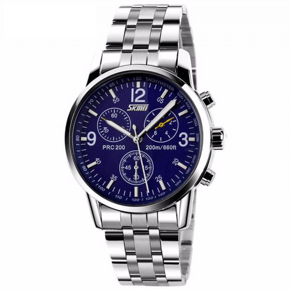 Skmei 9070 Mode Heren Quartz Horloge Casual Stalen Zakelijk Polshorloge