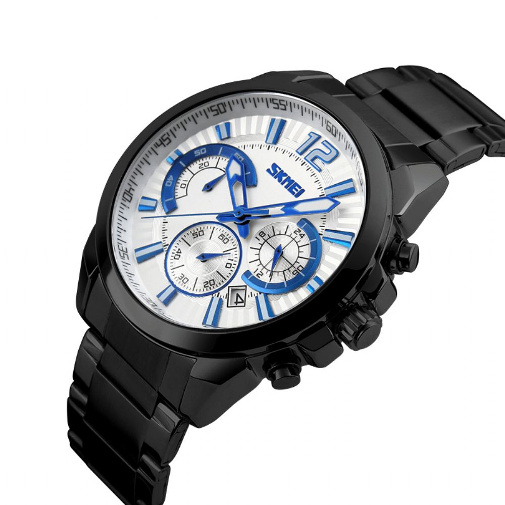 Skmei 9108 Waterdichte Stopwatch Weergave Datum Casual Stijl Zakelijke Heren Quartz Horloges