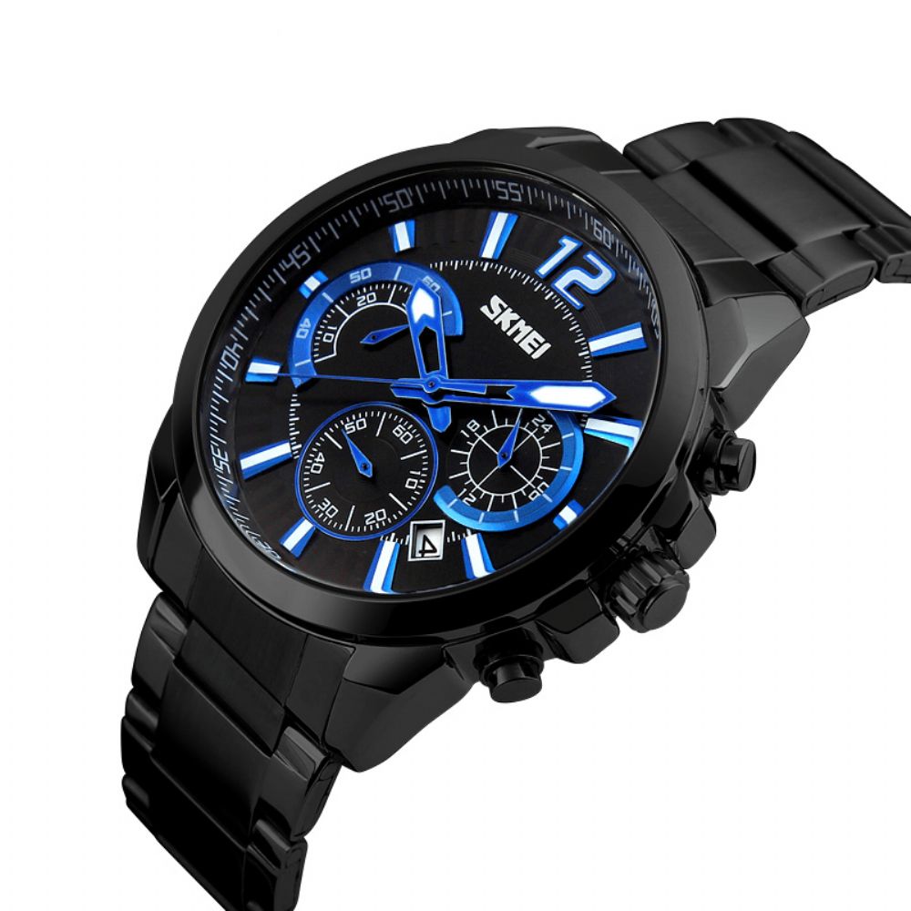 Skmei 9108 Waterdichte Stopwatch Weergave Datum Casual Stijl Zakelijke Heren Quartz Horloges