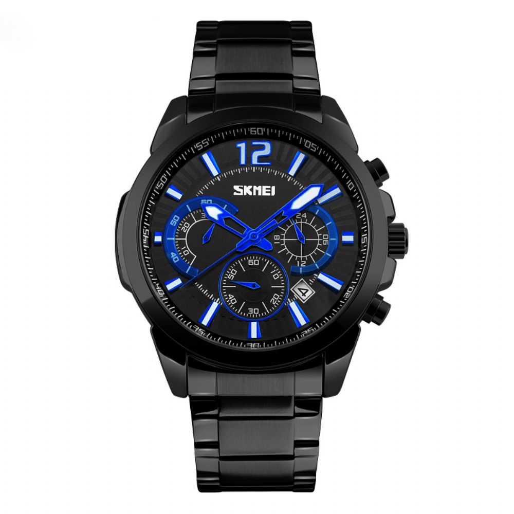 Skmei 9108 Waterdichte Stopwatch Weergave Datum Casual Stijl Zakelijke Heren Quartz Horloges