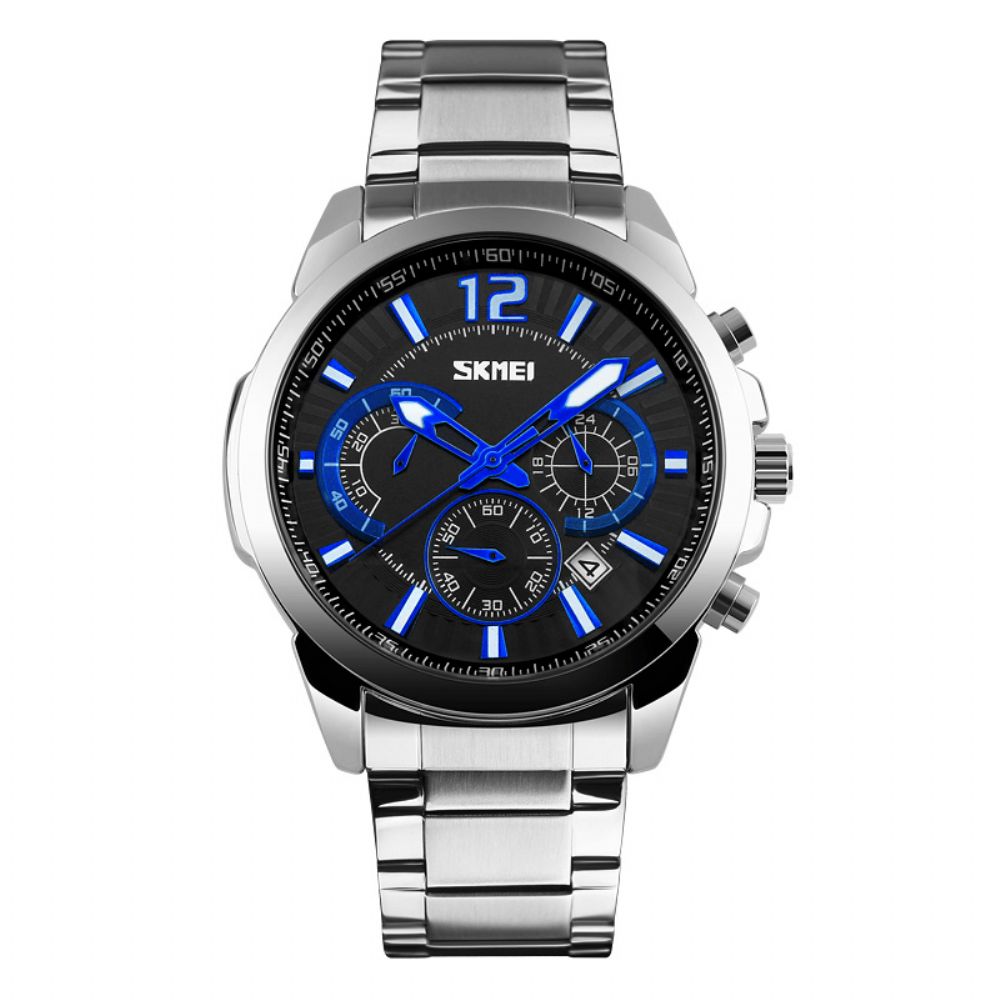 Skmei 9108 Waterdichte Stopwatch Weergave Datum Casual Stijl Zakelijke Heren Quartz Horloges