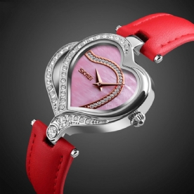 Skmei 9161 Sweet Love Mode Style Dameshorloges Crystal Lederen Band Quartz Horloge