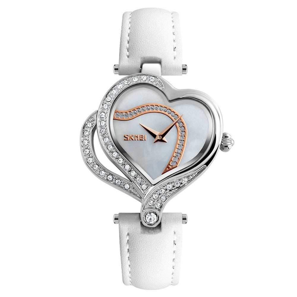 Skmei 9161 Sweet Love Mode Style Dameshorloges Crystal Lederen Band Quartz Horloge