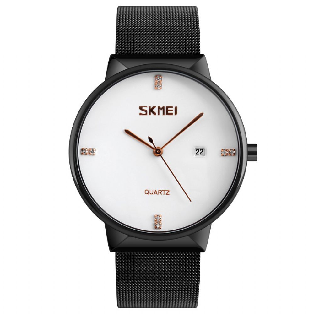 Skmei 9164 Ultradunne Roestvrijstalen Mesh Band Heren Quartz Horloge