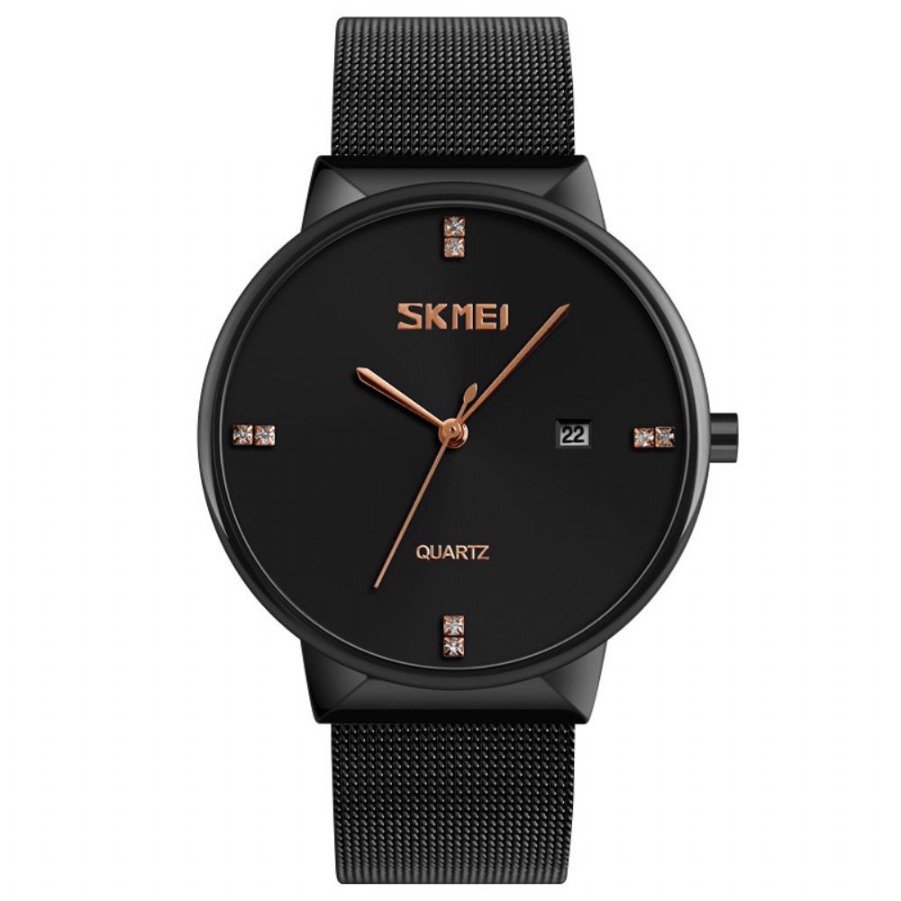 Skmei 9164 Ultradunne Roestvrijstalen Mesh Band Heren Quartz Horloge